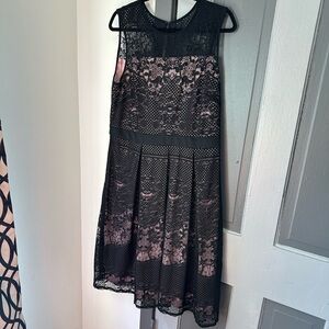Danny and Nicole Black and Pink Lace Dress